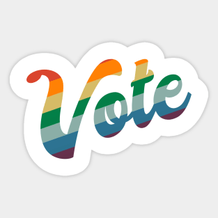 Rainbow Vote Vintage Retro Sticker